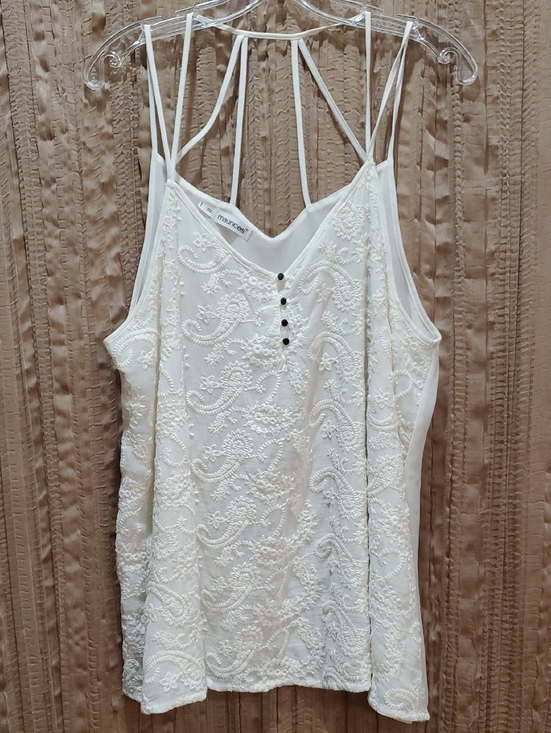 Maurices Tops - Maurices White Semi-Sheer Flowy Embroidered Strappy Tank Top Women's Size 1